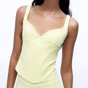 NWT Zara lime green gingham corset tank Medium